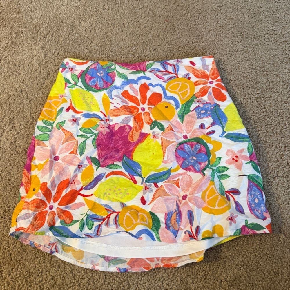 Style Collection Multicolor Floral Citrus Print Skirt